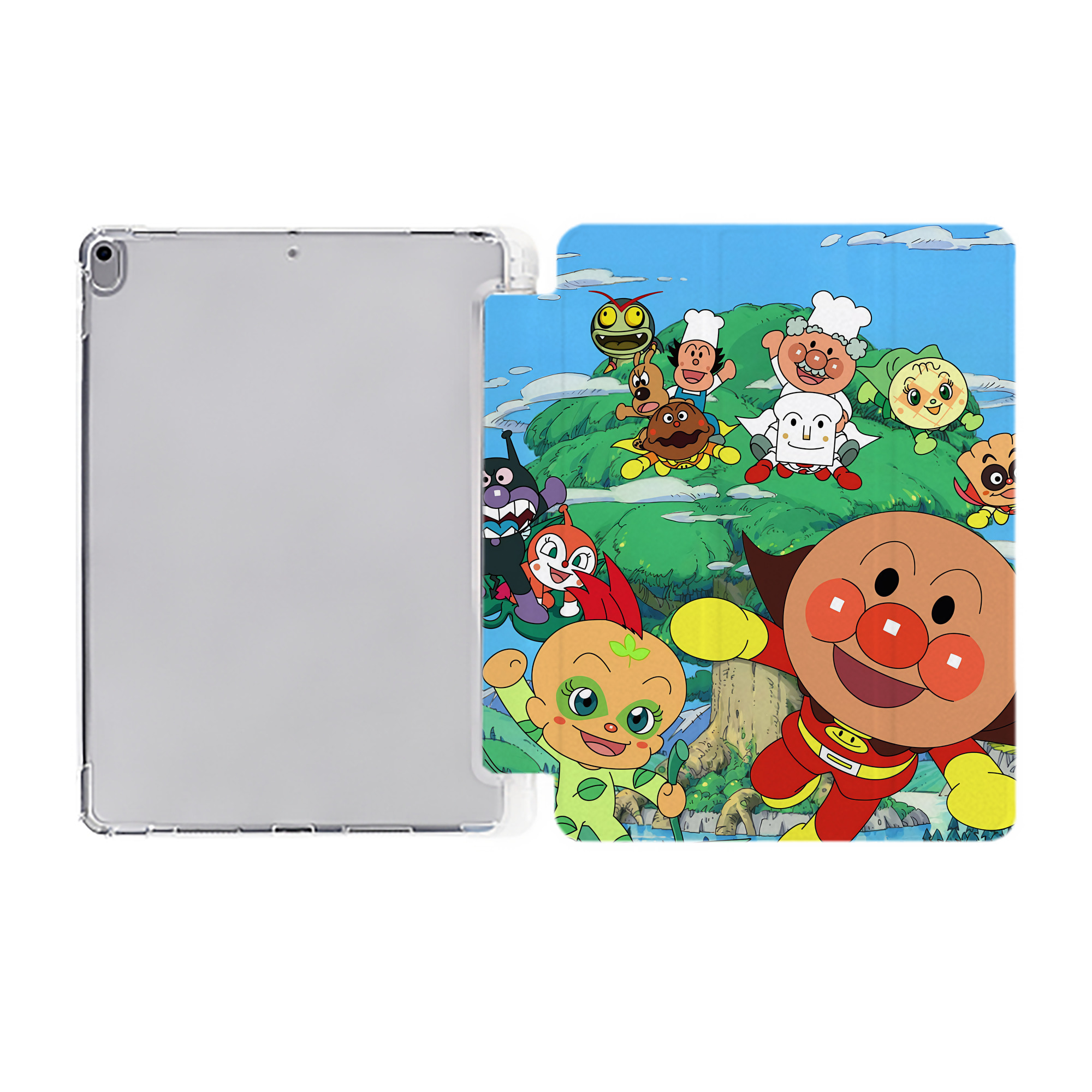 （画像用） アンパンマン Anpanman IPad ケース ペン収納付き 三つ折りスタンド PUレザー×シリコン 対応機種9.5/10.5/10.9インチ